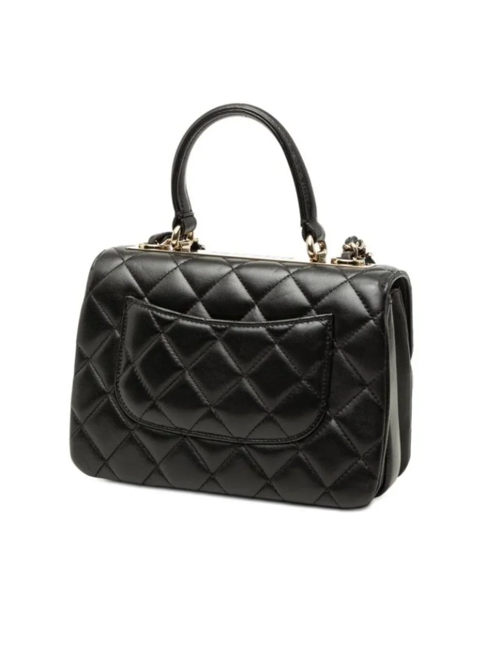 Chanel Quilted CC Logo Chain Shoulder Bag Black Lambskin